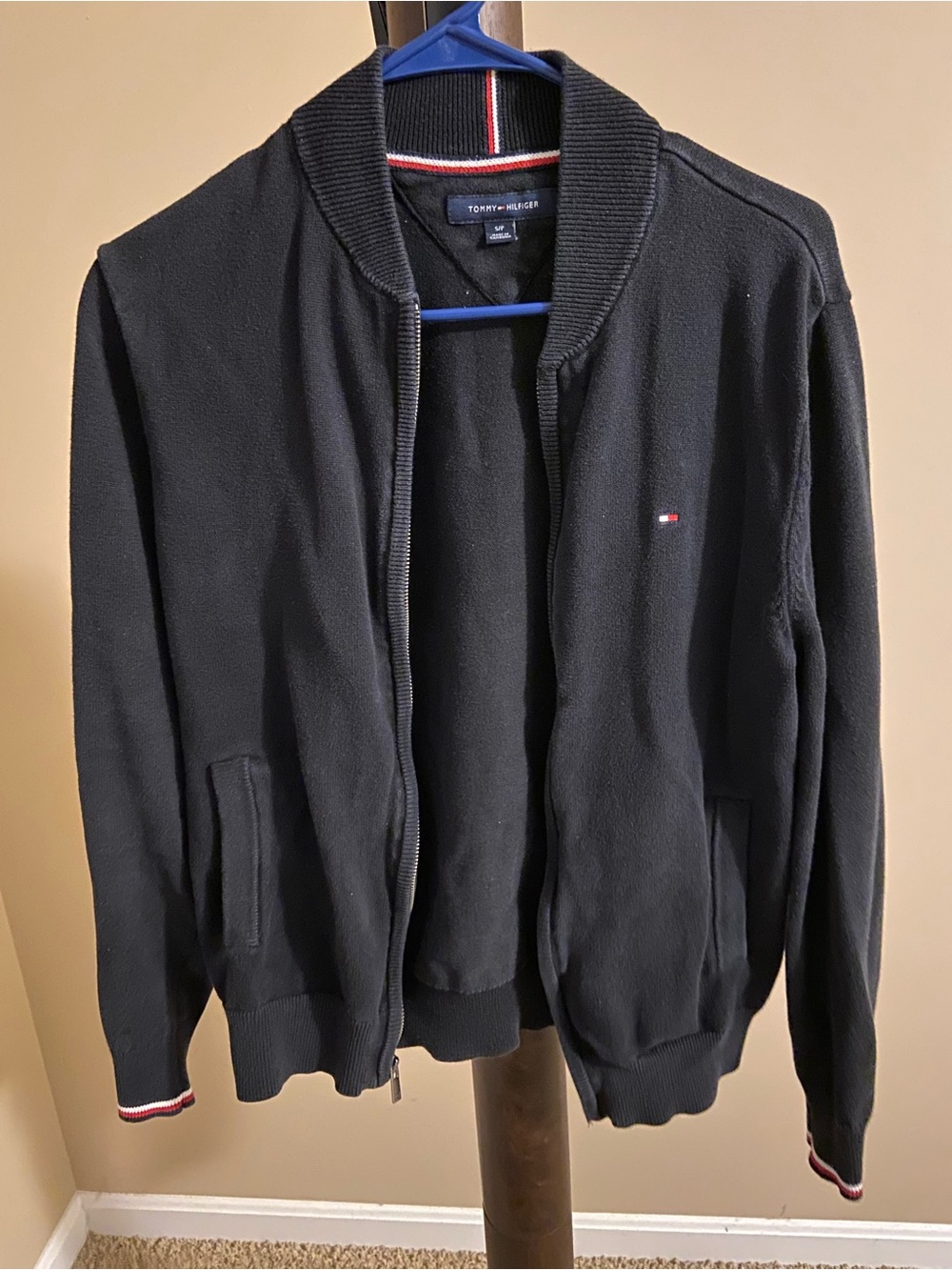Tommy Hilfiger Men's Black Bomber Sweater Jacket